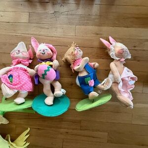 Annalee Bunny Doll Set with Pink and Blue Outfits
